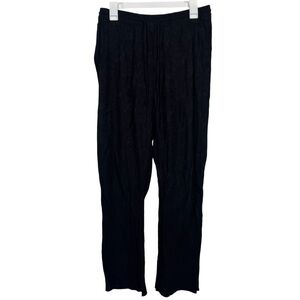 Zara Crinkle Gauze Black High Waisted Relaxed Straight Fit Pants